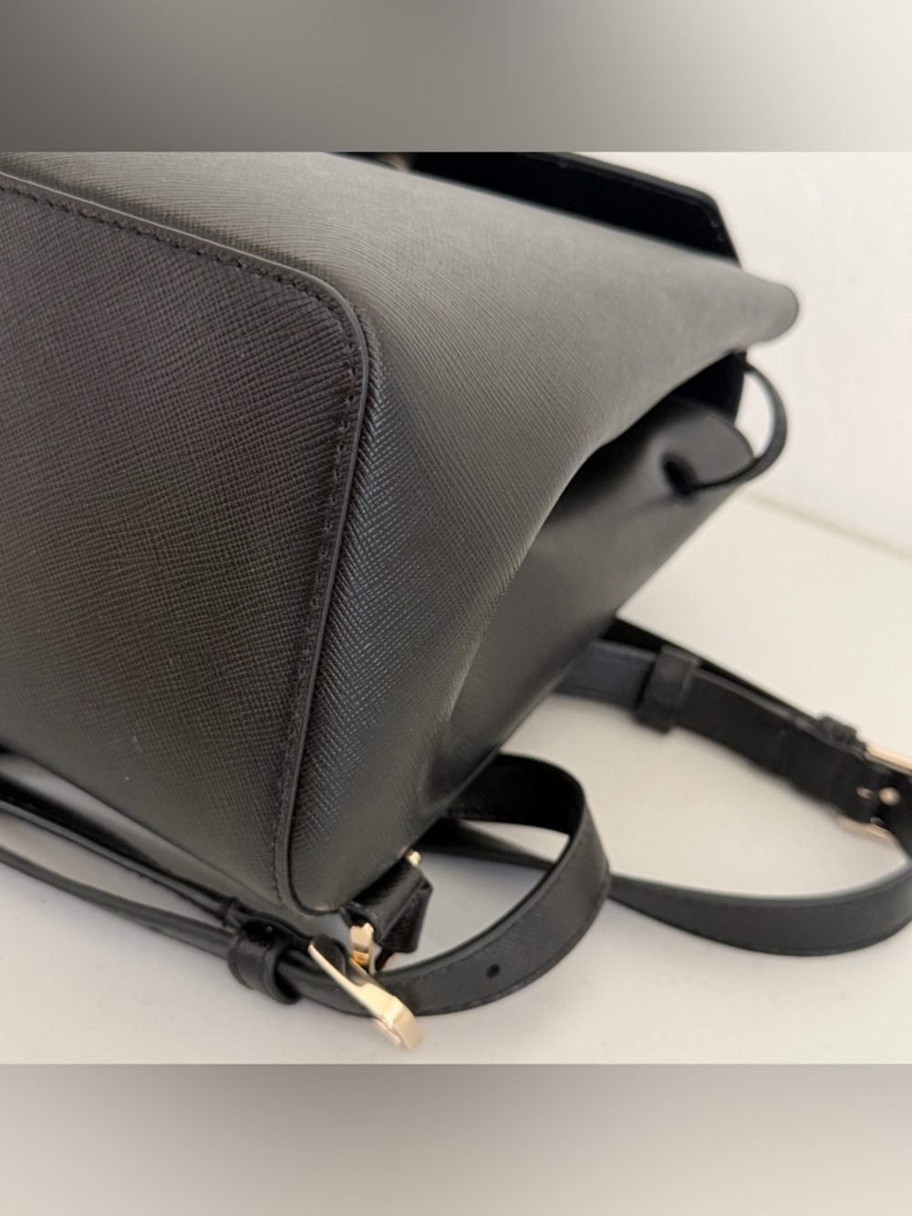 Kate Spade Lizzie Black Saffiano Leather Flap Backpack - Picture 8 of 13
